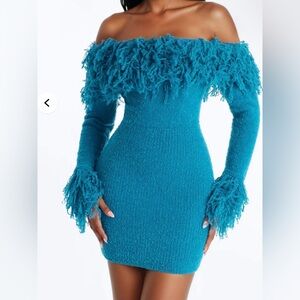 Jane Long Sleeve Sweater Mini Dress - Blue